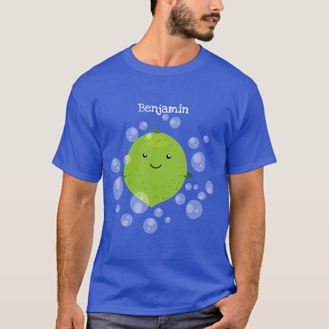 Niedliche grün Limone Blasen Cartoon Abbildung T-Shirt (Vorderseite)
