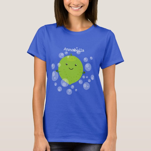 Niedliche grün Limone Blasen Cartoon Abbildung T-Shirt (Vorderseite)