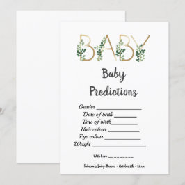 Niedliche Grünanlage Slogan Baby Shower Prediction Einladung