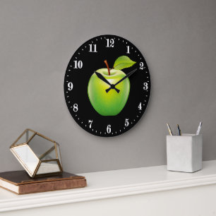 Niedliche grüne Apfel-Liebhaber Küchen-Dekor Große Wanduhr