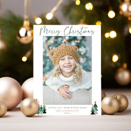 Niedliche Grüne Bäume Minimalistisch Modernes Foto Feiertagskarte