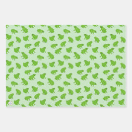 Niedliche Grüne Baumfrösche handGezeichnet Doodle  Geschenkpapier Set