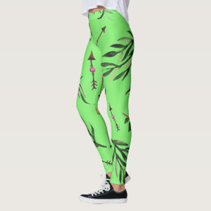 Niedliche grüne Blätter Blütennatur Leggings