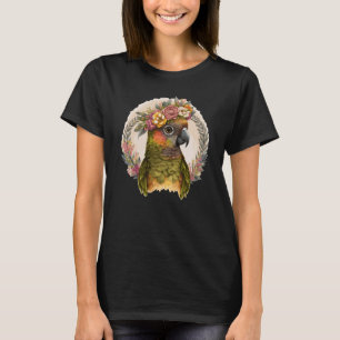 Niedliche Grüne Blume Conure Parrot Bird Crown P T-Shirt