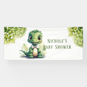 Niedliche grüne Dinosaurier Blumenspülung Banner