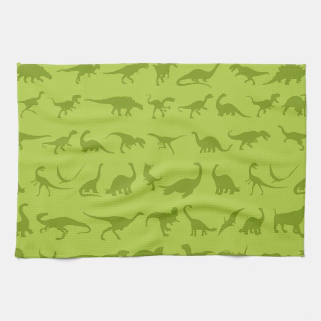 Niedliche grüne Dinosaurier-Muster für Jungen Küchentuch (Horizontal)