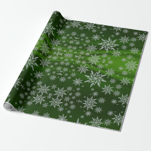 Niedliche grüne Eiskristalle Schneeflocken Weihna Geschenkpapier