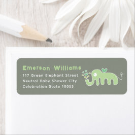 Niedliche Grüne Elephant Baby Dusche Adressetikett