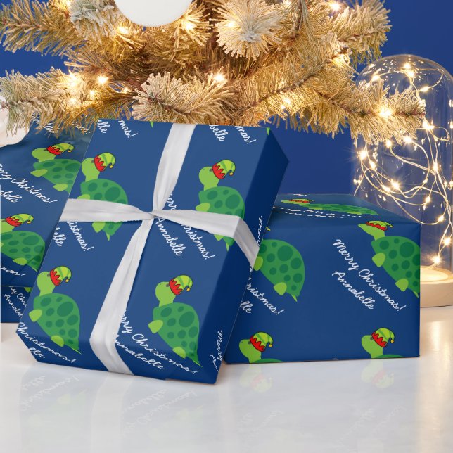 Niedliche grüne Elfschildkröte Weihnachten Geschenkpapier (Feiertage)
