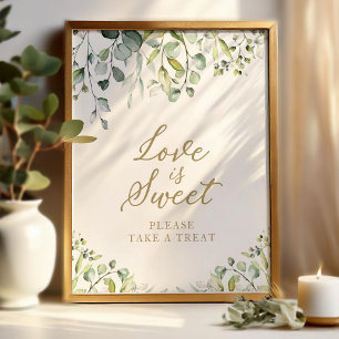 Niedliche Grüne Eukalyptus Liebe ist süßes Zeichen Poster