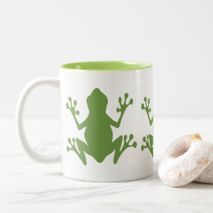 NIEDLICHE GRÜNE FROGS ILLUSTRATION MOTIF ZWEIFARBIGE TASSE