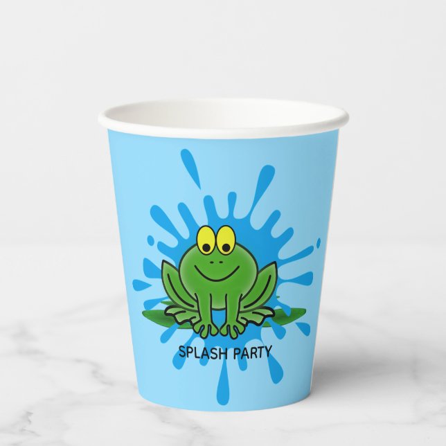 Niedliche grüne Frosch-Designpapiergruppen Pappbecher (Rückseite)