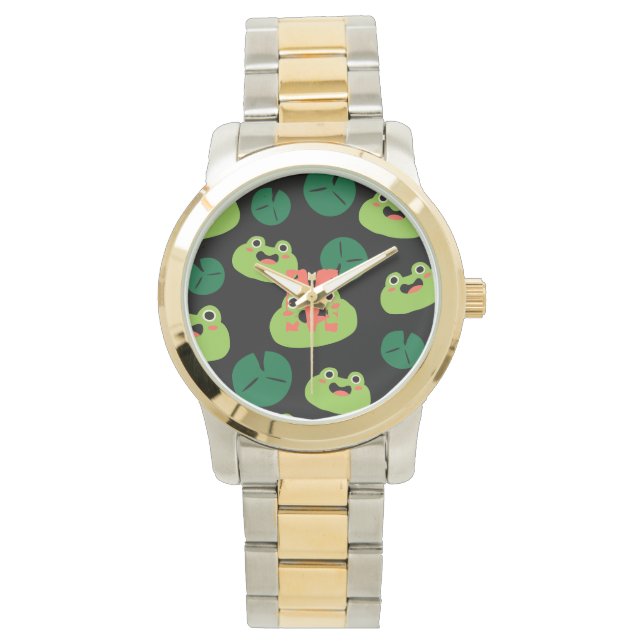 Niedliche grüne Frösche Armbanduhr (Vorderseite)