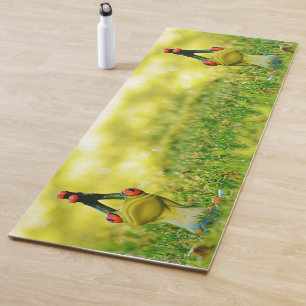Niedliche grüne Frösche Moderne Meditation Yogamatte