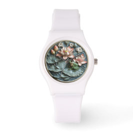Niedliche grüne Froschlilie Pads Pink Water Lilis Armbanduhr