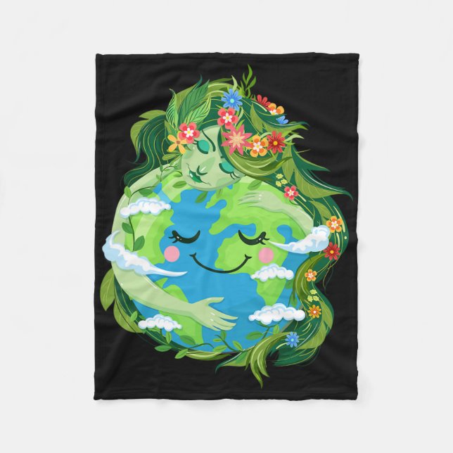 Niedliche Grüne Mutter Gaia Rettete Unser Planet E Fleecedecke (Vorderseite)