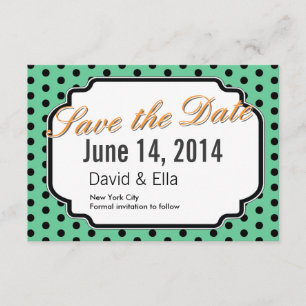 Niedliche grüne Polka-Punkte speichern die Datumsk Save The Date