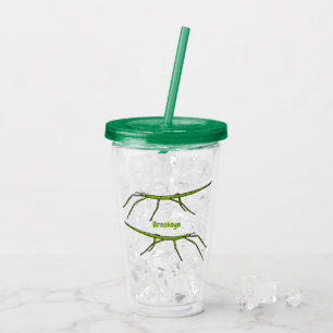 Niedliche grüne Stangen Insekten mit glücklichen G Acryltrinkbecher