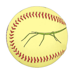 Niedliche grüne Stangen Insekten mit glücklichen G Baseball