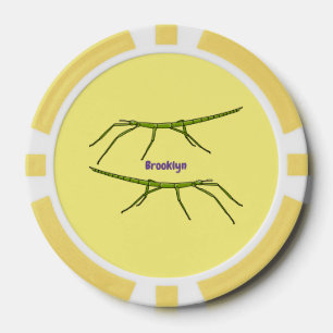 Niedliche grüne Stangen Insekten mit glücklichen G Pokerchips