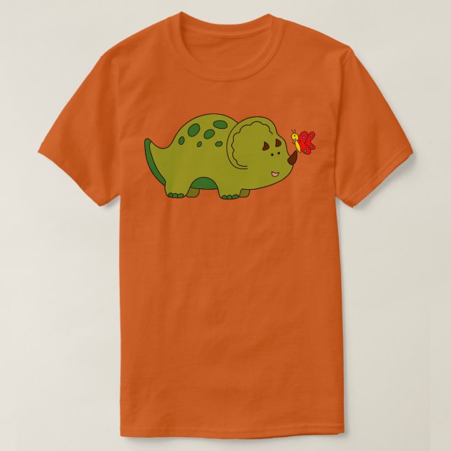 Niedliche grüne Triceratops Dinosaurier mit wenig  T-Shirt (Design vorne)