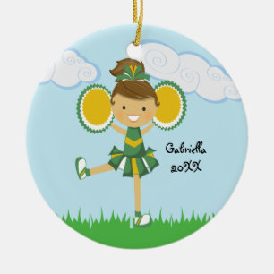 Niedliche grüne u. gelbe keramik ornament