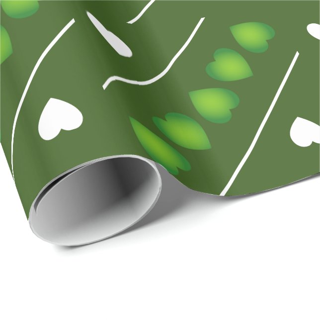Niedliche grüne und weiße Herzen auf Grün oder Far Geschenkpapier (Rolleneckpunkt)