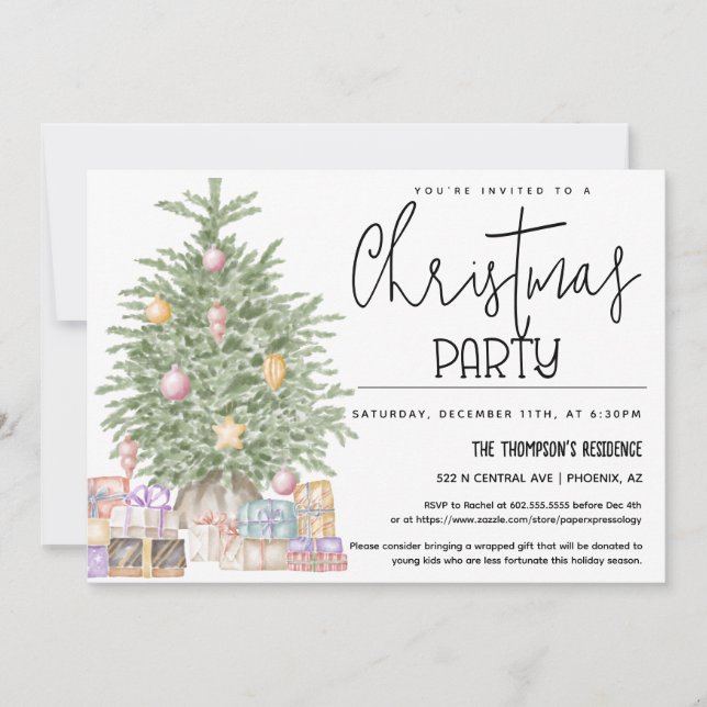 Niedliche Grüne Weihnachten Party Weihnachtsbaum G Einladung (Vorderseite)