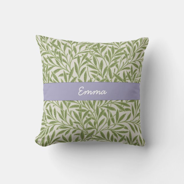 Niedliche Grüne Willow-Blätter Botanisch Kissen (Vorderseite)