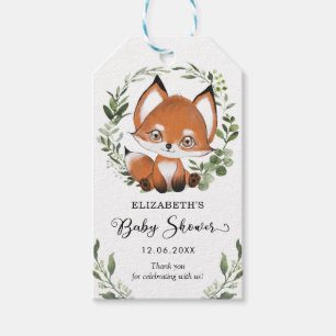 Niedliche Grünfuchs neutrale Babydusche Gefallen Geschenkanhänger