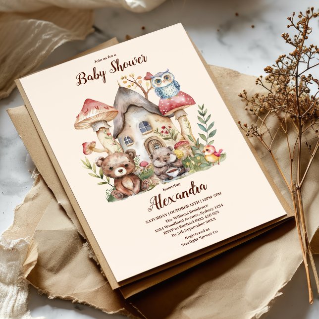 Niedliche Grünwaldtiere Waldtiere Wälder Babydusch Einladung (Von Creator hochgeladen)