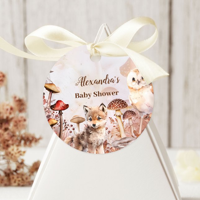 Niedliche Grünwaldtiere Woodland Babydusche Runder Aufkleber (Von Creator hochgeladen)
