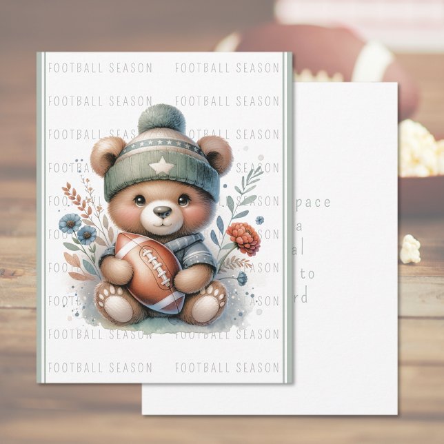 Niedliche Grußkarten für Bären Karte (Cute Custom Football Greeting Card (front and back))