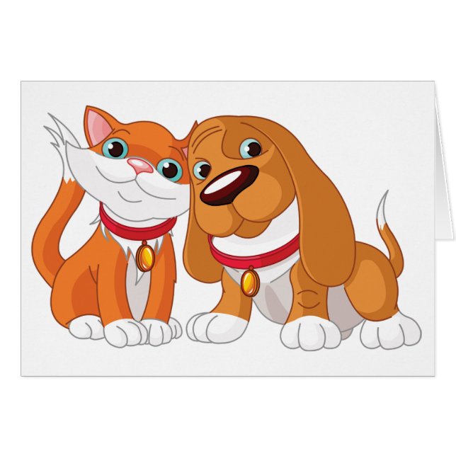 Niedliche Grußkarten für Hunde und Katzen (Vorderseite (Horizontal))