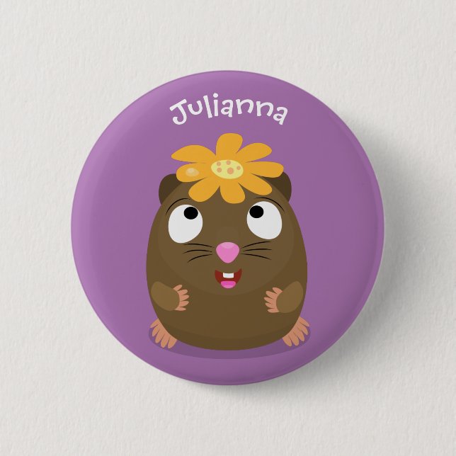 Niedliche Guinea Cartoon Button (Vorderseite)