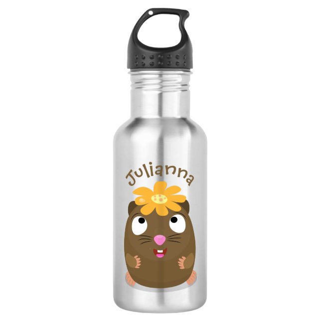 Niedliche Guinea Cartoon Edelstahlflasche (Vorderseite)