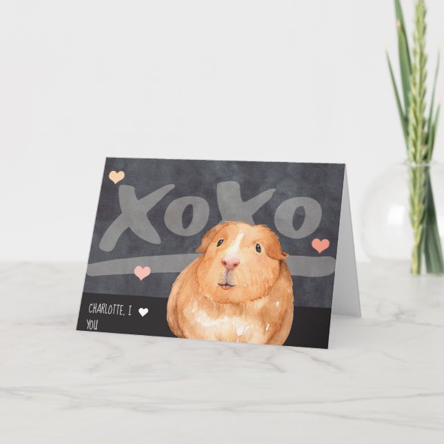 Niedliche Guinea Personalisierte Valentinstag Feiertagskarte (Vorderseite)