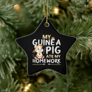 Niedliche Guinea Pig Ate Meine Hausaufgaben Keramik Ornament