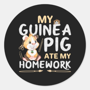 Niedliche Guinea Pig Ate Meine Hausaufgaben Runder Aufkleber