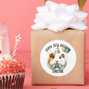 Niedliche Guinea Pig Birthday Party bevorzugt Runder Aufkleber