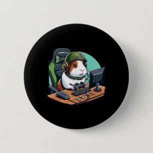 Niedliche Guinea Pig Gamer Videospiel Wildlife Button