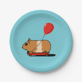 Niedliche Guinea Pig Reiten im Kunstballon Pappteller