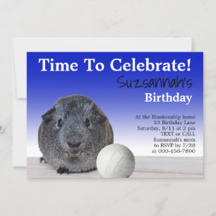 Niedliche Guinea Pig Volleyball Custom Geburtstags Einladung