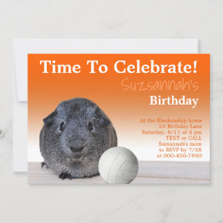 Niedliche Guinea Pig Volleyball Custom Geburtstags Einladung