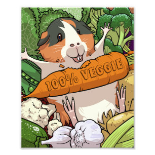 Niedliche Guinea Schwein 100% Veggie Carrot Cartoo Fotodruck