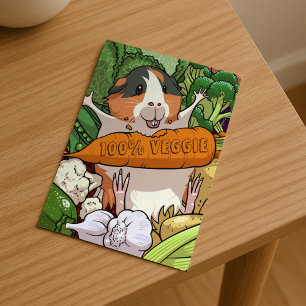 Niedliche Guinea Schwein 100% Veggie Carrot Cartoo Postkarte