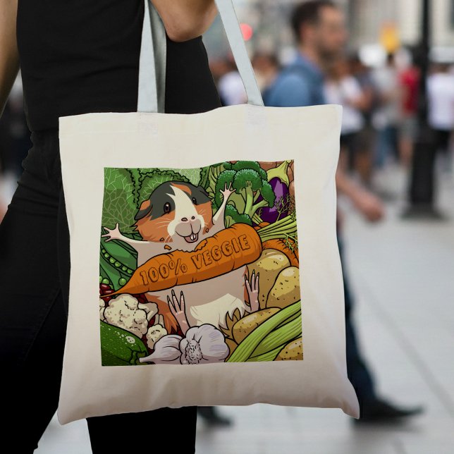 Niedliche Guinea Schwein 100% Veggie Carrot Cartoo Tragetasche (Von Creator hochgeladen)