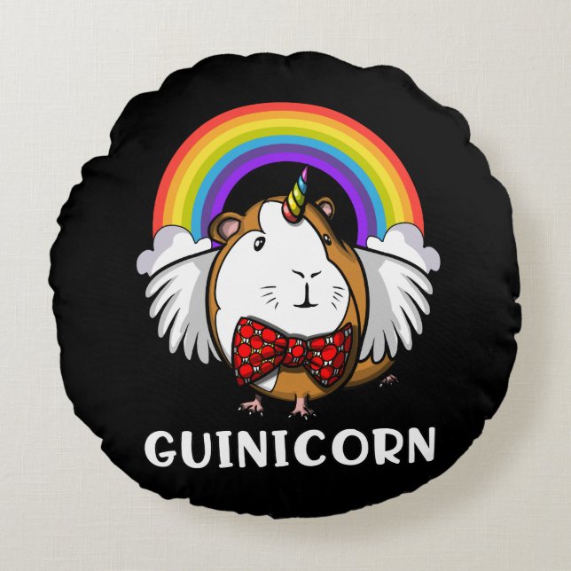 Niedliche Guinea Schwein Einhorn Cavy Pet Regenbog Rundes Kissen (Vorderseite)