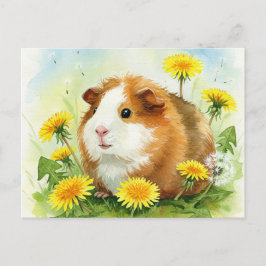 Niedliche Guinea Schwein mit Leuchten Postkarte