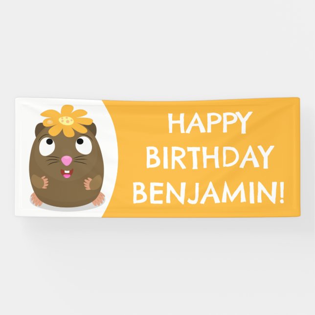 Niedliche Guinea Schwein personalisiert Cartoon Ge Banner (Horizontal)